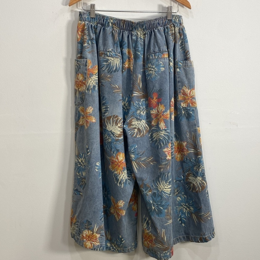 Fanas Venas Boho Cargo Floral Pants Denim XL - Picture 7 of 12